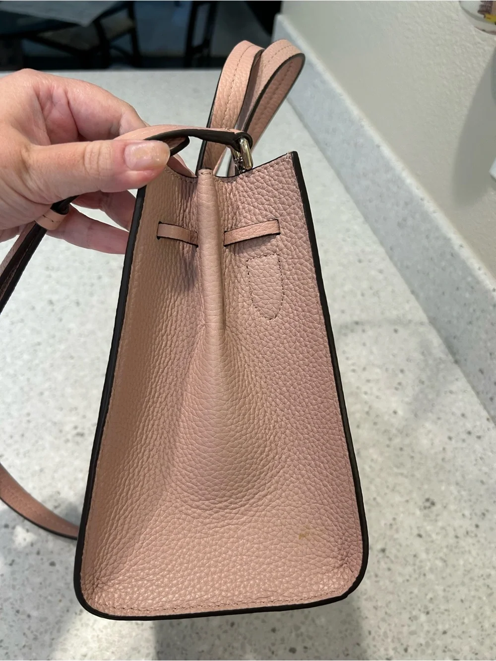 kate spade Blush Pink Pebbled Leather Satchel with Crossbody Strap